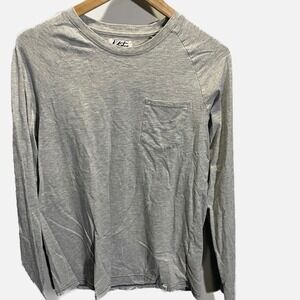 Mister Mens Long Sleeve Pocket Tee Heather Grey Raglan Crewneck Size Large